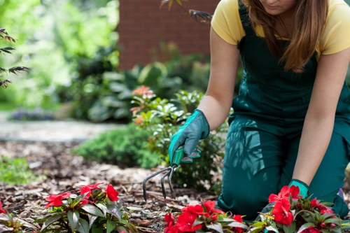 Crew wearing PPE before starting garden maintenance work